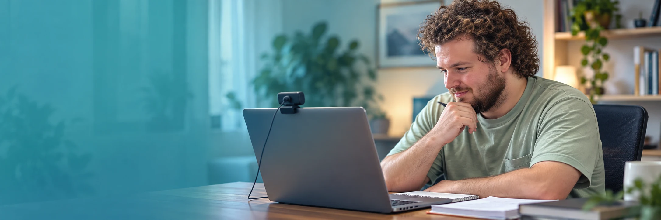 Adult participating in a live virtual AI and cybersafety class on a laptop