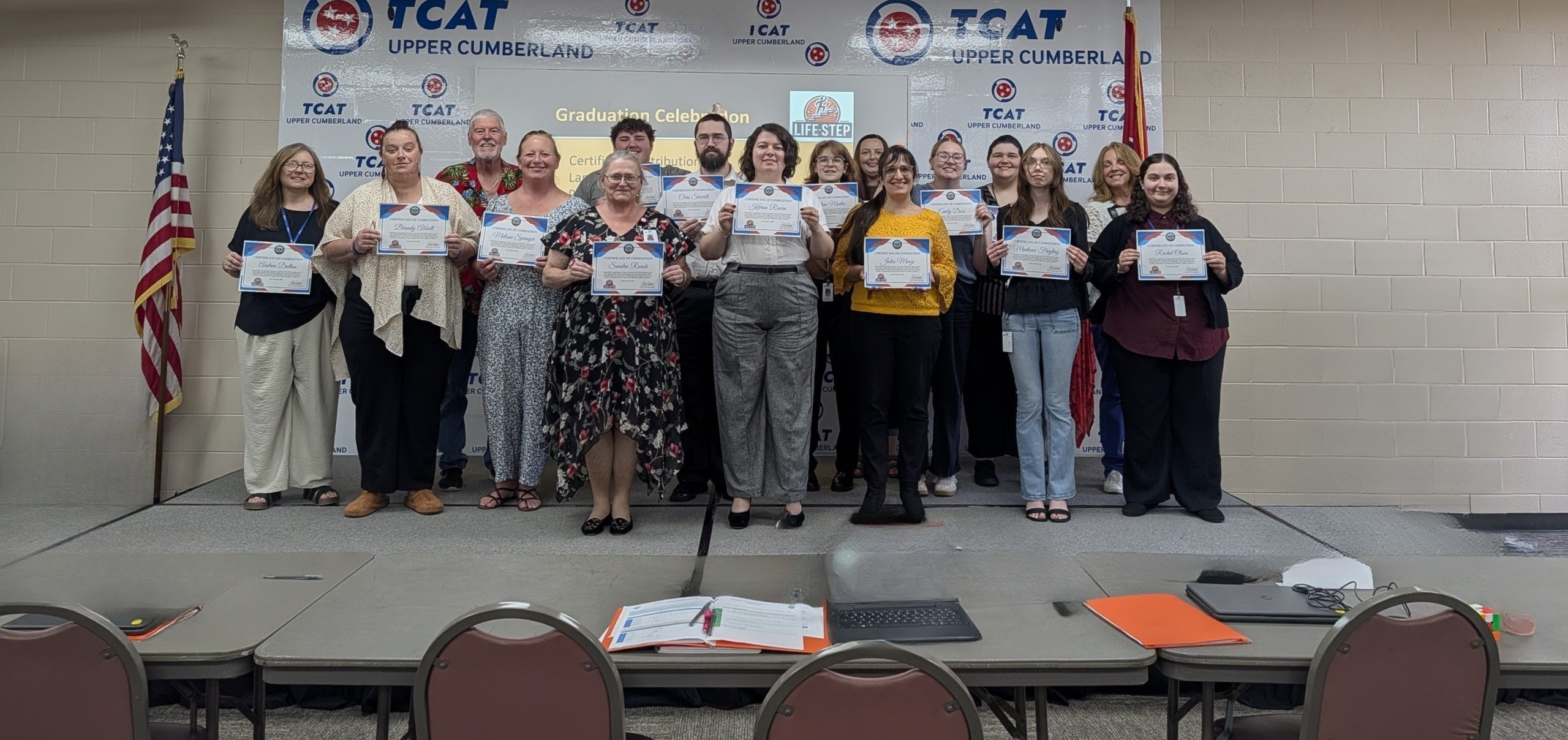 LIFE-STEP graduates holding certificates at TCAT Upper Cumberland